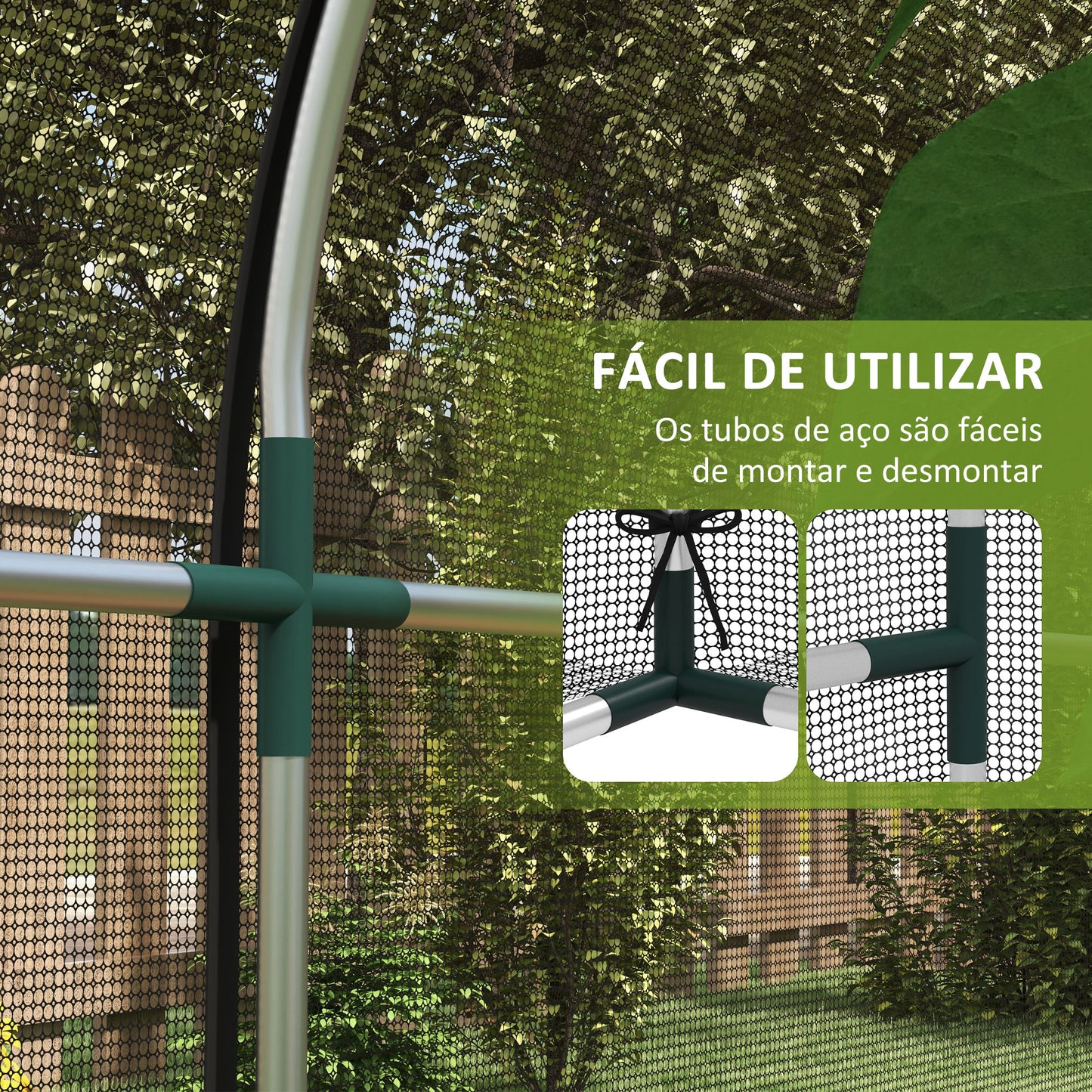 Outsunny Estufa de Cultivo Estufa de Proteção com Suportes Porta com Fecho de Correr e Anti-UV para Proteger as Plantas no Jardim Terraço Pátio 120x300x146 cm Preto