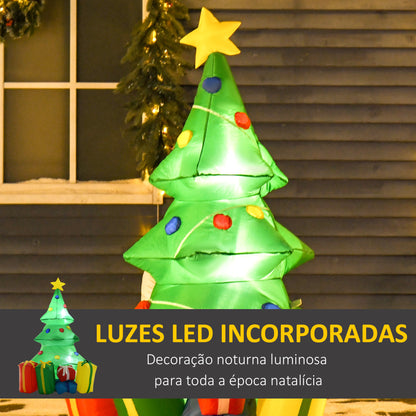 Árvore de Natal Insuflável 1,5 m Árvore Decorativa de Natal com Decorações e Luzes LED Insuflável de Natal 65x75x150 cm Multicor