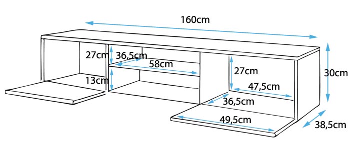 Mueble TV modelo Tenon (160 cm) en blanco y negro