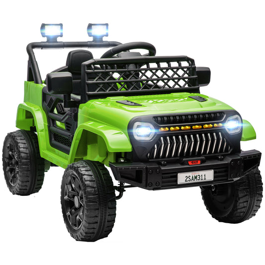 AIYAPLAY Carro Elétrico para Crianças acima de 3 Anos Carro Elétrico Infantil UTV Carro a Bateria 12V com Controlo Remoto Velocidade Ajustável USB Faróis e Buzina 95x62,5x65 cm Verde