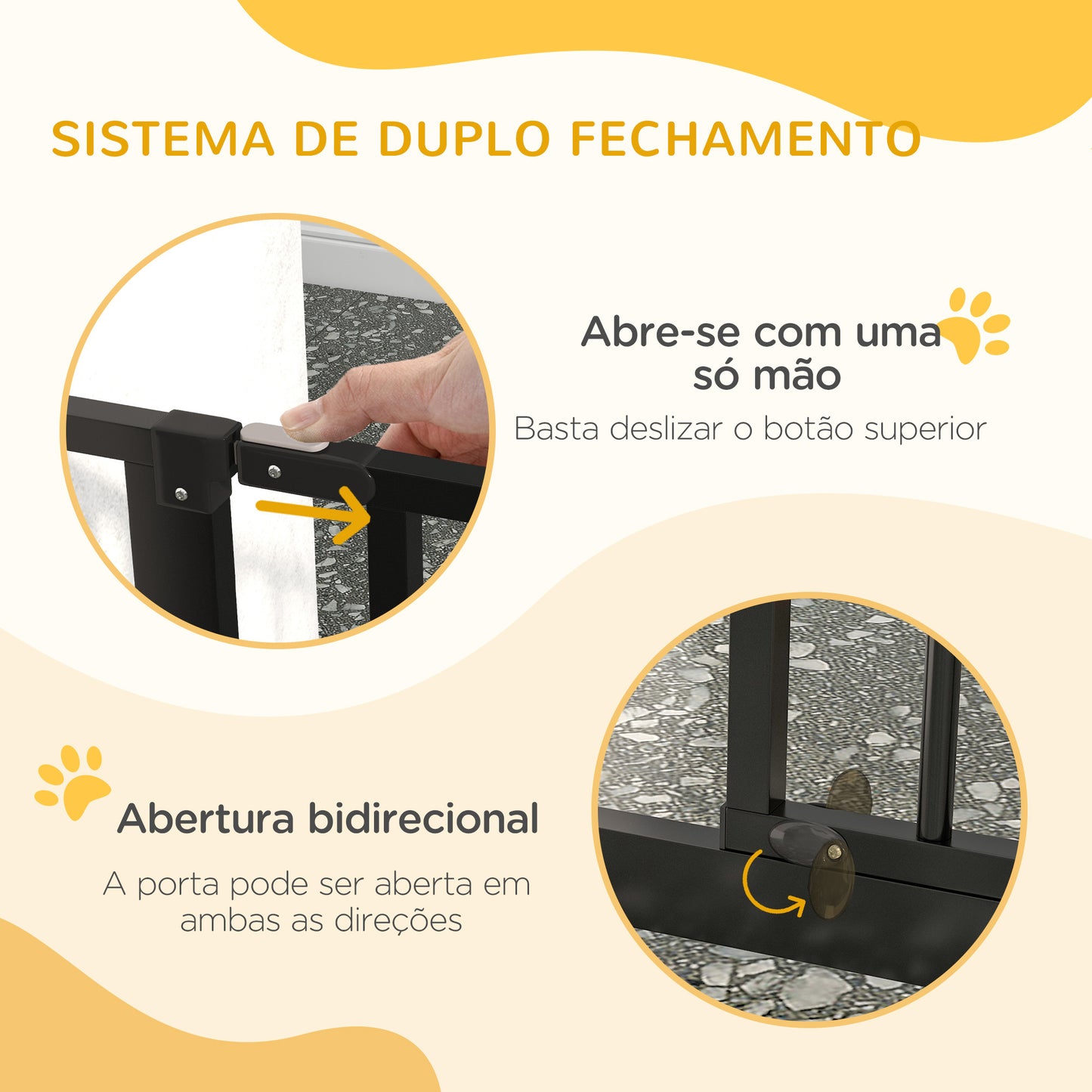 PawHut Barreira de Segurança para Cães Extensível para Escadas e Portas 75-115 cm com 2 Extensões e 10-20 cm Montagem a Pressão Aço Altura 76 cm Preto