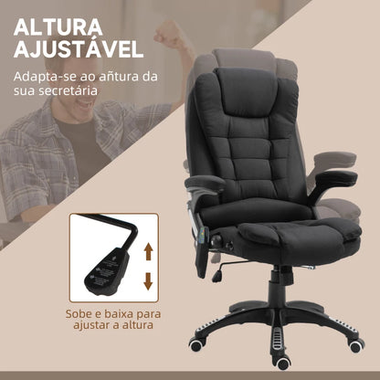 Cadeira de Escritório Urnit Reclinável com 6 Pontos de Massagem e Aquecimento - Preto - Design Moderno