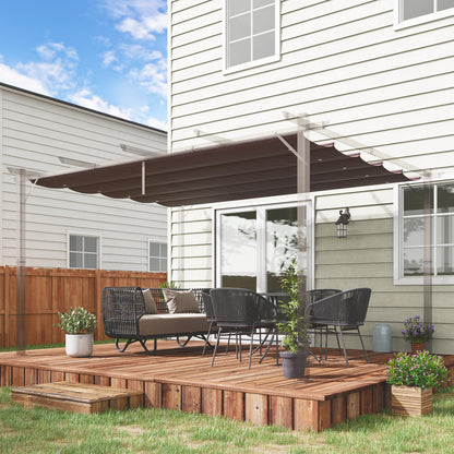 Outsunny Cobertura para Pérgola 3,5x2,5 m Teto de Substituição Retrátil para Pérgola com 10 Orifícios de Drenagem Café