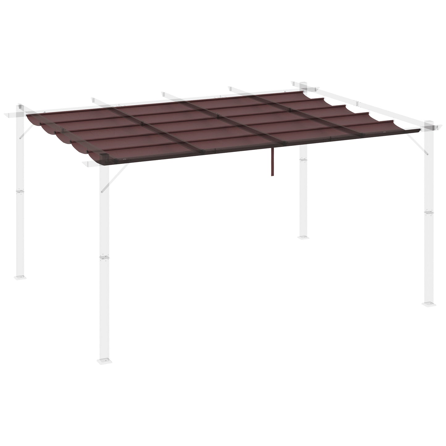 Outsunny Cobertura para Pérgola 3,5x2,5 m Teto de Substituição Retrátil para Pérgola com 10 Orifícios de Drenagem Café