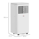 HOMCOM Ar Condicionado Portátil 9000 BTU 960 W com Ecrã LED Controlo Remoto Temporizador para 12-20 m² 30x34x69,4 cm Branco