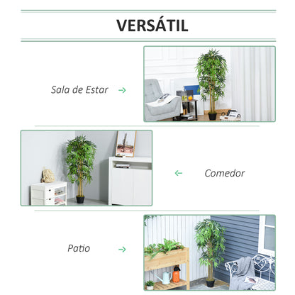 Outsunny Bambu Artificial 150cm com Vaso Decorativo Planta Sintética Realística Ø18x150 cm Verde