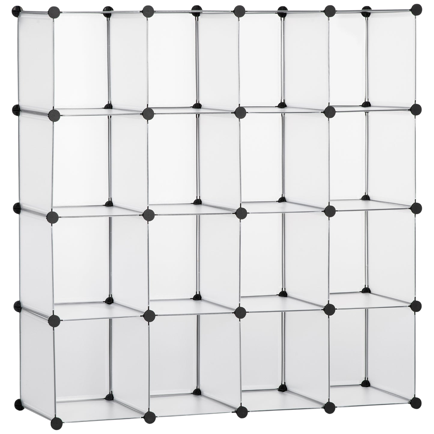 HOMCOM Armário Modular de Plástico Organizador de Sapatos com 16 Cubos de 30x30x30cm para Entrada Corredor Quarto 125x32x125 cm Transparente