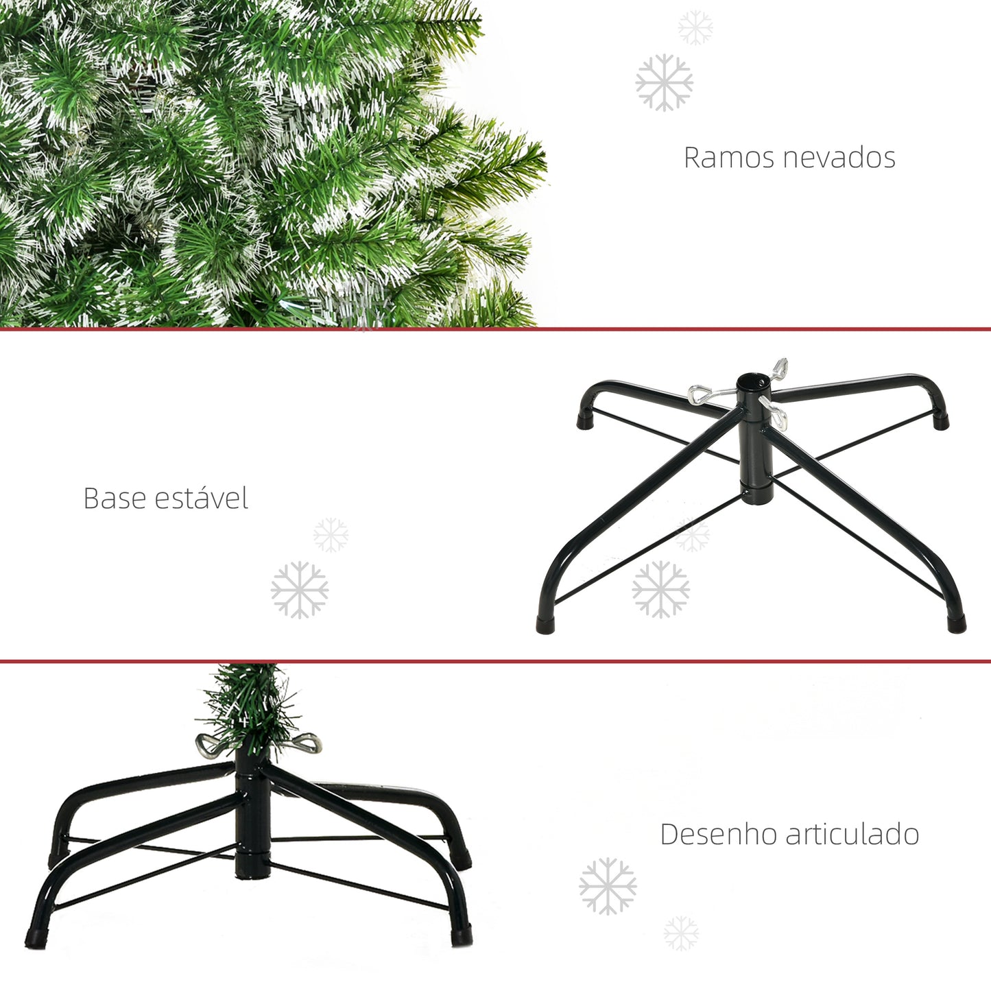 Árvore de Natal Artificial 150cm com 416 Ramos e Suporte de Metal Árvore de Natal para Decoração de Interior Sala de Estar Festas Ø75x150 cm Verde