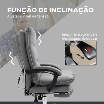 Cadeira de Escritório Rubert Reclinável com 6 Pontos de Massagem e Aquecimento - Design Moderno