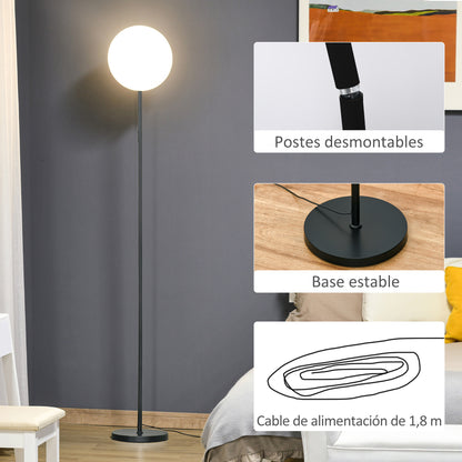 HOMCOM Candeeiro de Pé LED 18W/1800 lm com 3 Brilhos Ajustáveis Ecrã Giratório e Base de Metal Candeeiro de Leitura Moderno para Sala de Estar Dormitório Ø28x171,5cm Preto