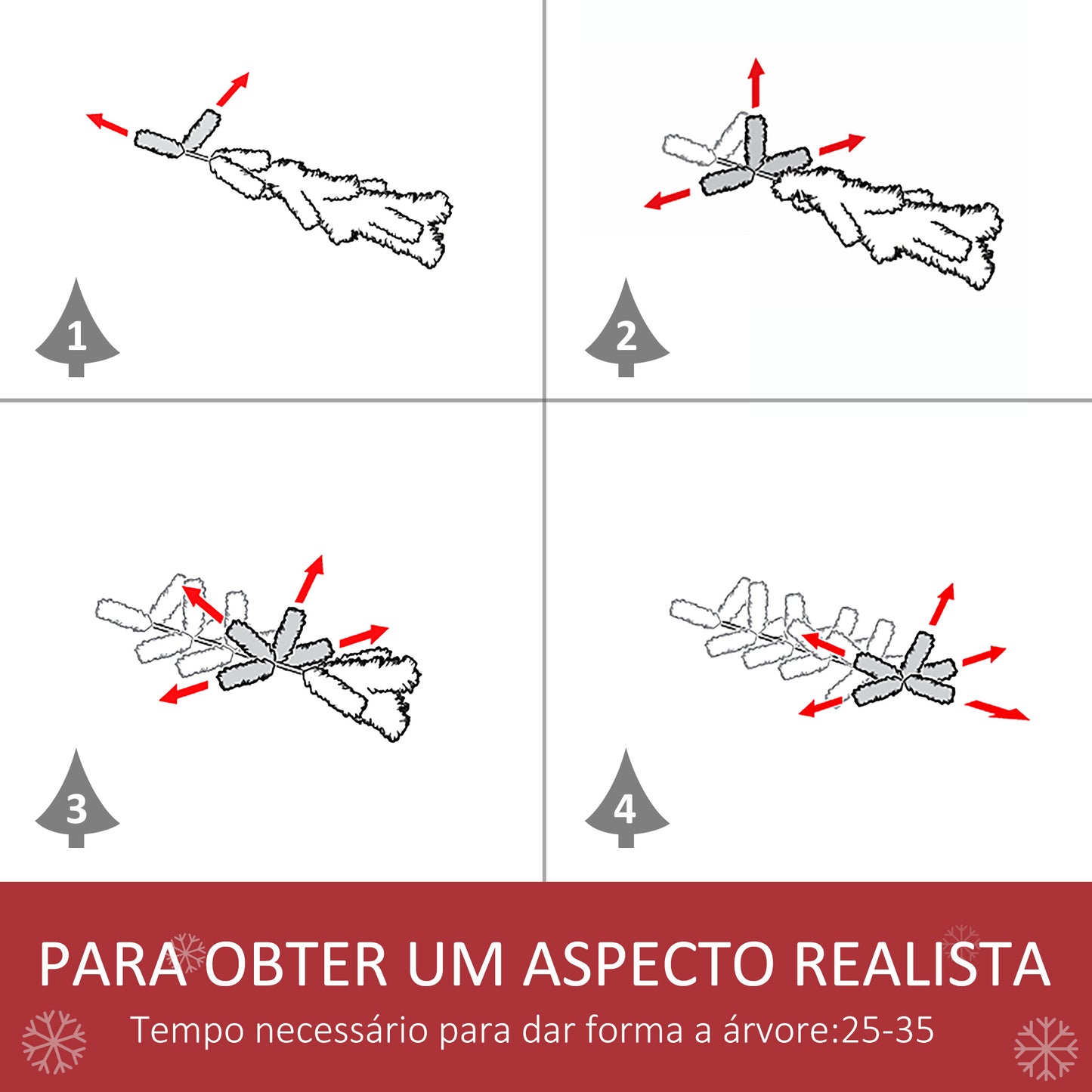 Árvore de Natal Artificial 180cm com 800 Ramos e 61 Pinhas Folhas de PVC com Efeito de Neve Base Dobrável e Suporte Metálico para Interiores Verde