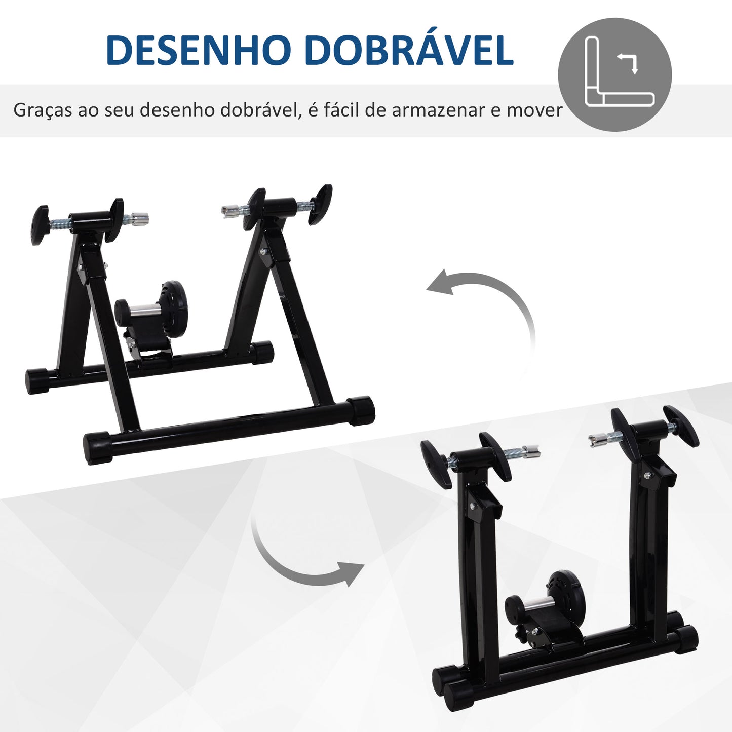 HOMCOM Rolo de Bicicleta para Treinamento Dobrável com Resistência Magnética para Rodas de 26-28 Polegadas Suporte de Treinamento para Bicicleta Casa Interior 54,5x47,2x39,1cm Preto