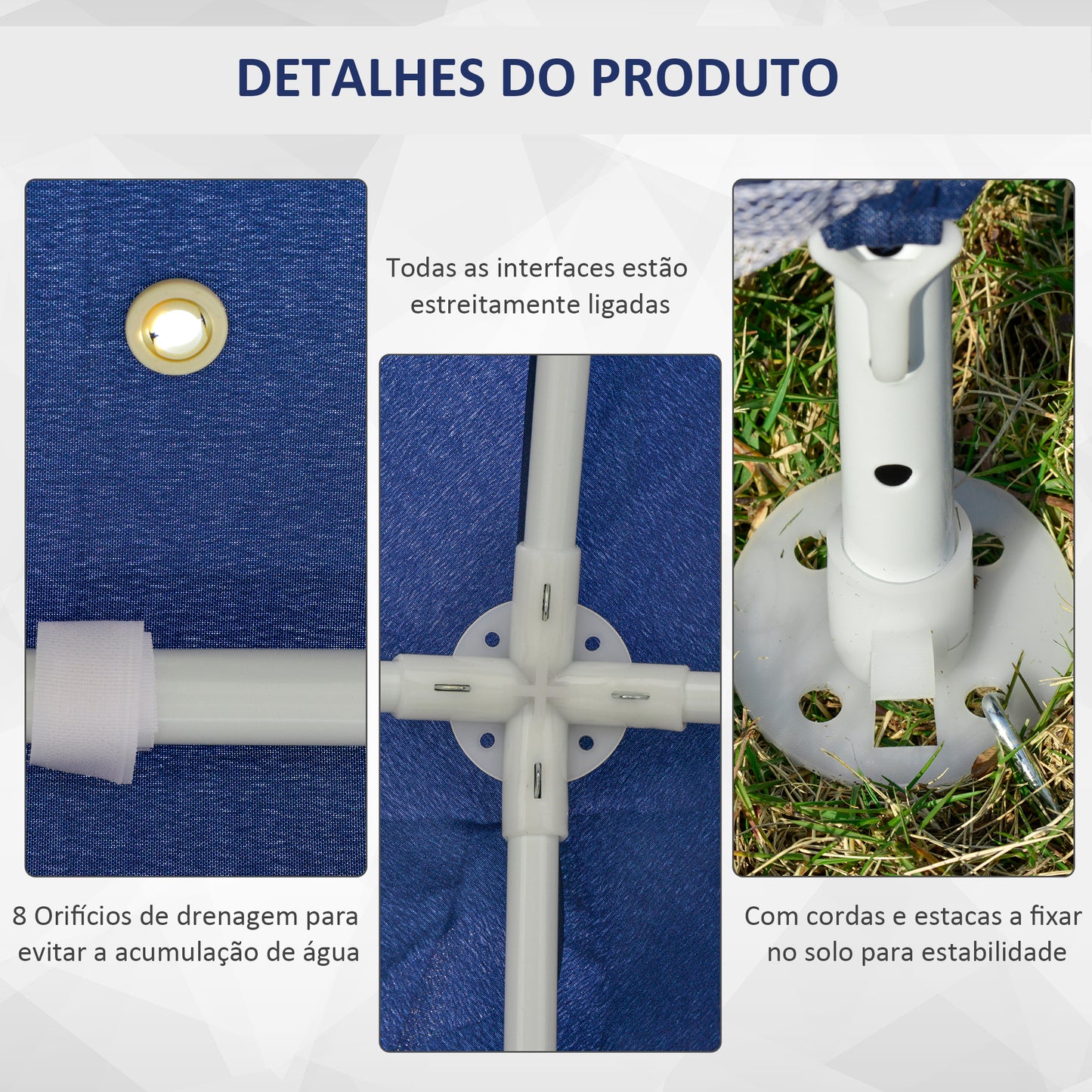 Outsunny Tenda de Jardim 3x3m Tenda com 4 Partes Laterais Rede Mosquiteira com Zíper Proteção UV para Patio Azul