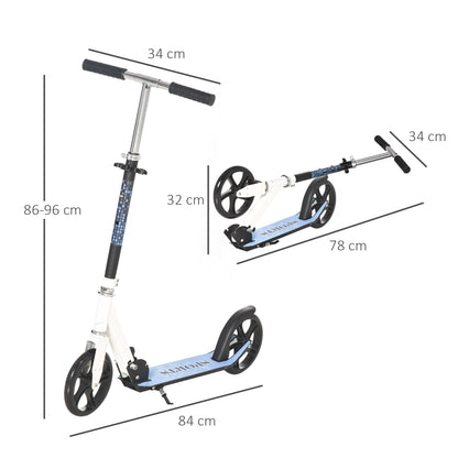 HomCom Trotinete para Crianças e Adultos Scooter Dobrável Leve e Estável Carga 80kg Branca - 84x34x84-94cm