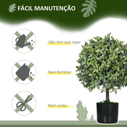 Conjunto de 2 Árvores de Chá Artificial 55 cm Planta Artificial com 343 Folhas Musgo e Vaso Planta Artificial Decorativa para Interior Exterior Casa Sala de Estar Escritório Verde