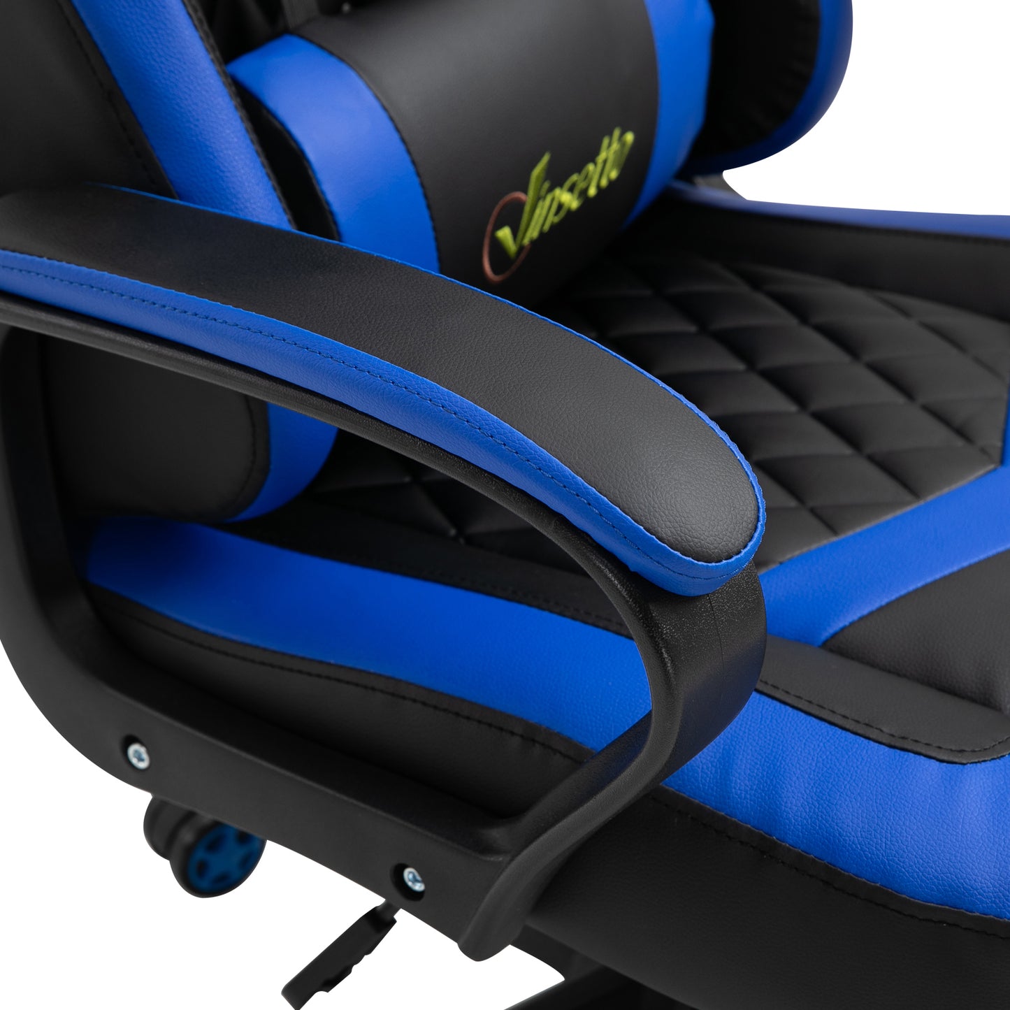 Vinsetto Cadeira Gaming Cadeira de Escritório Ergonómica com Altura Regulável Basculante com Apoio de Cabeça e Almofada Lombar 61x70x121-129 cm Azul