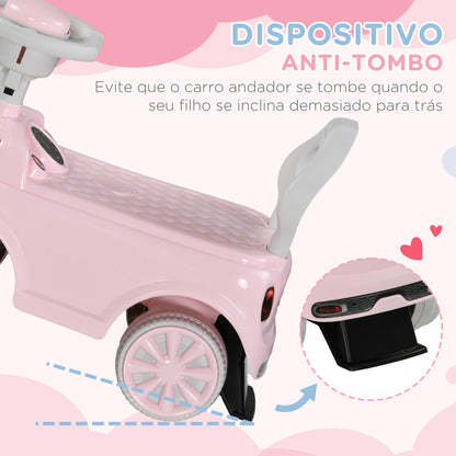 AIYAPLAY Carro Andador para Bebés de 18-36 Meses Carro Andador com Volante Buzina e Sistema Anti-Tombo Carga 25 kg 53x25x35 cm Rosa