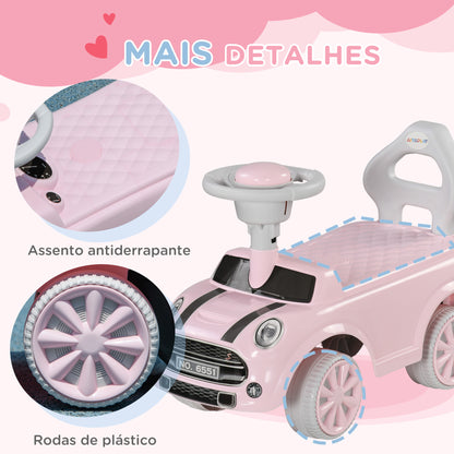 AIYAPLAY Carro Andador para Bebés de 18-36 Meses Carro Andador com Volante Buzina e Sistema Anti-Tombo Carga 25 kg 53x25x35 cm Rosa