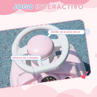 AIYAPLAY Carro Andador para Bebés de 18-36 Meses Carro Andador com Volante Buzina e Sistema Anti-Tombo Carga 25 kg 53x25x35 cm Rosa