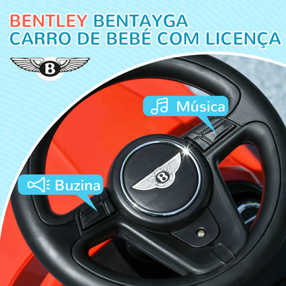 AIYAPLAY Carro Andador 3 em 1 Carro Andador com Licença Bentley Bentayga Carro Andador para Bebés de 12-36 Meses com Guiador e Capô Desmontáveis Música e Buzina Vermelho