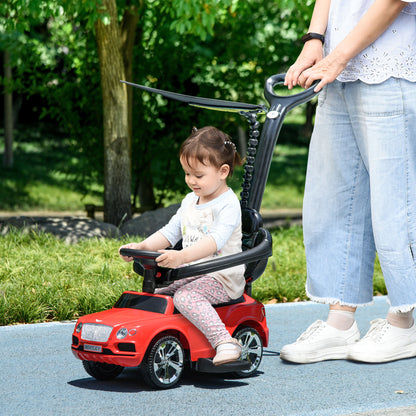 AIYAPLAY Carro Andador 3 em 1 Carro Andador com Licença Bentley Bentayga Carro Andador para Bebés de 12-36 Meses com Guiador e Capô Desmontáveis Música e Buzina Vermelho