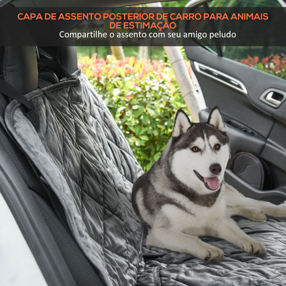 PawHut Capa de Assento de Carro para Cães Coberta Protetora para Animais de Estimação Antiderrapante e Aberturas para Cinto de Segurança Fácil de Instalar e Limpar 160x145cm Cinza