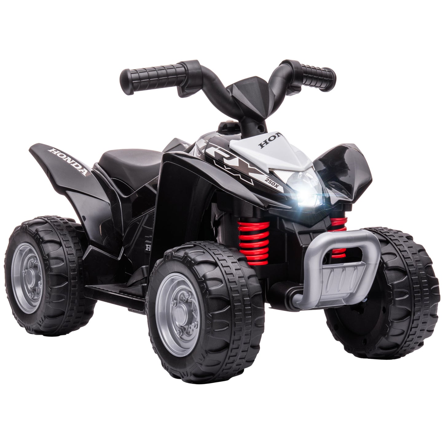 AIYAPLAY Quadriciclo Elétrico HONDA para Crianças de 18-36 Meses Quadriciclo Elétrico Infantil a Bateria 6V com Faróis LED Buzina Velocidade de 2,8km/h e Avance 65,5x35,5x43,5 cm Branco e Preto