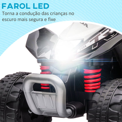 AIYAPLAY Quadriciclo Elétrico HONDA para Crianças de 18-36 Meses Quadriciclo Elétrico Infantil a Bateria 6V com Faróis LED Buzina Velocidade de 2,8km/h e Avance 65,5x35,5x43,5 cm Branco e Preto