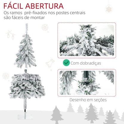 Árvore de Natal Artificial Árvore de Natal com Aspecto Nevado 180 cm com 290 Ramos e Base de Aço Decoração de Interiores Ø72x180 cm Verde