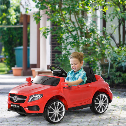 HOMCOM Carro Eléctrico Mercedes Benz GLA para Crianças acima de 3 Anos com Controlo Remoto MP3 USB Luzes e Sons Capacidade Máxima 30kg 100x58x46cm Vermelho