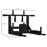 HOMCOM Barra de Elevações de Parede Barra de Pull Up de Aço Multifuncional para Treinos Fitness Treino em Casa Carga Máx.120kg 93x72x48cm Preto