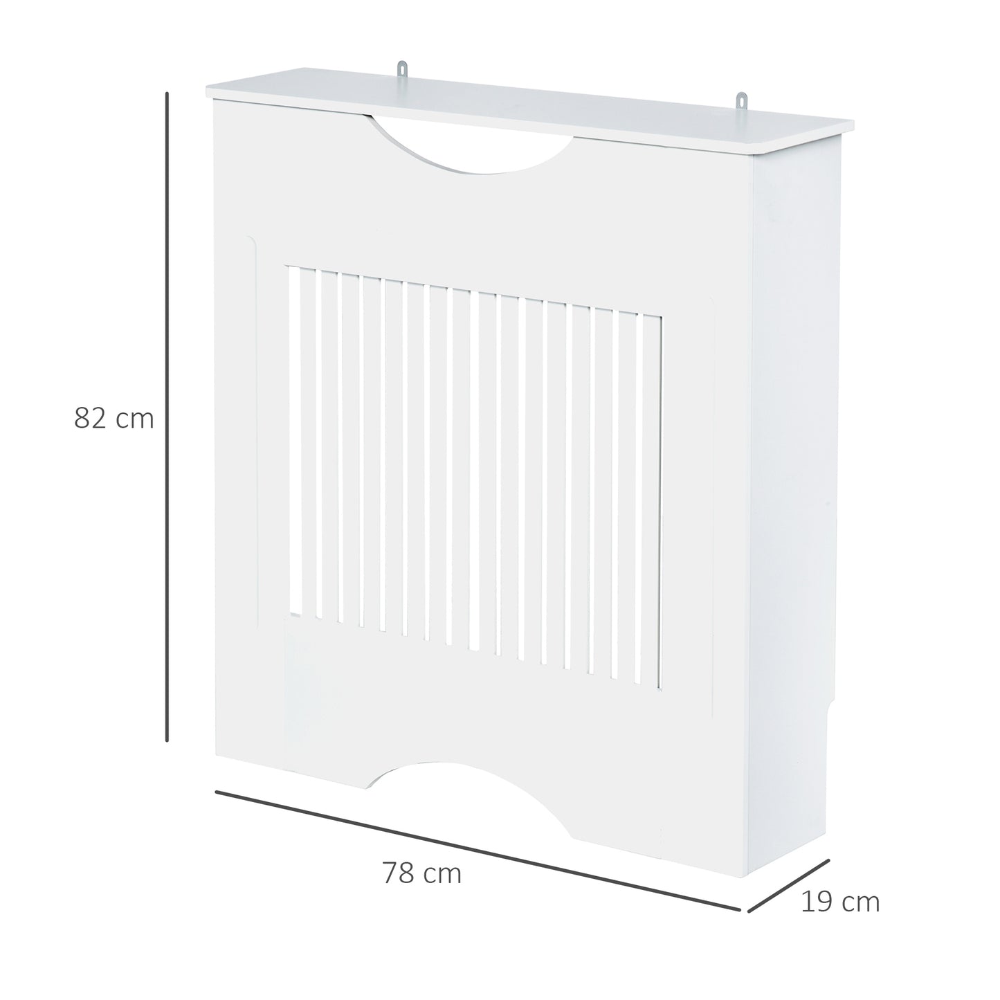 HOMCOM Cobertura Radiador 78x19x82cm Cobertura Radiador de MDF Moderno com Prateleira Carga 10kg e Dispositivo Anti Rolamento para Sala de Estar Dormitório Branco