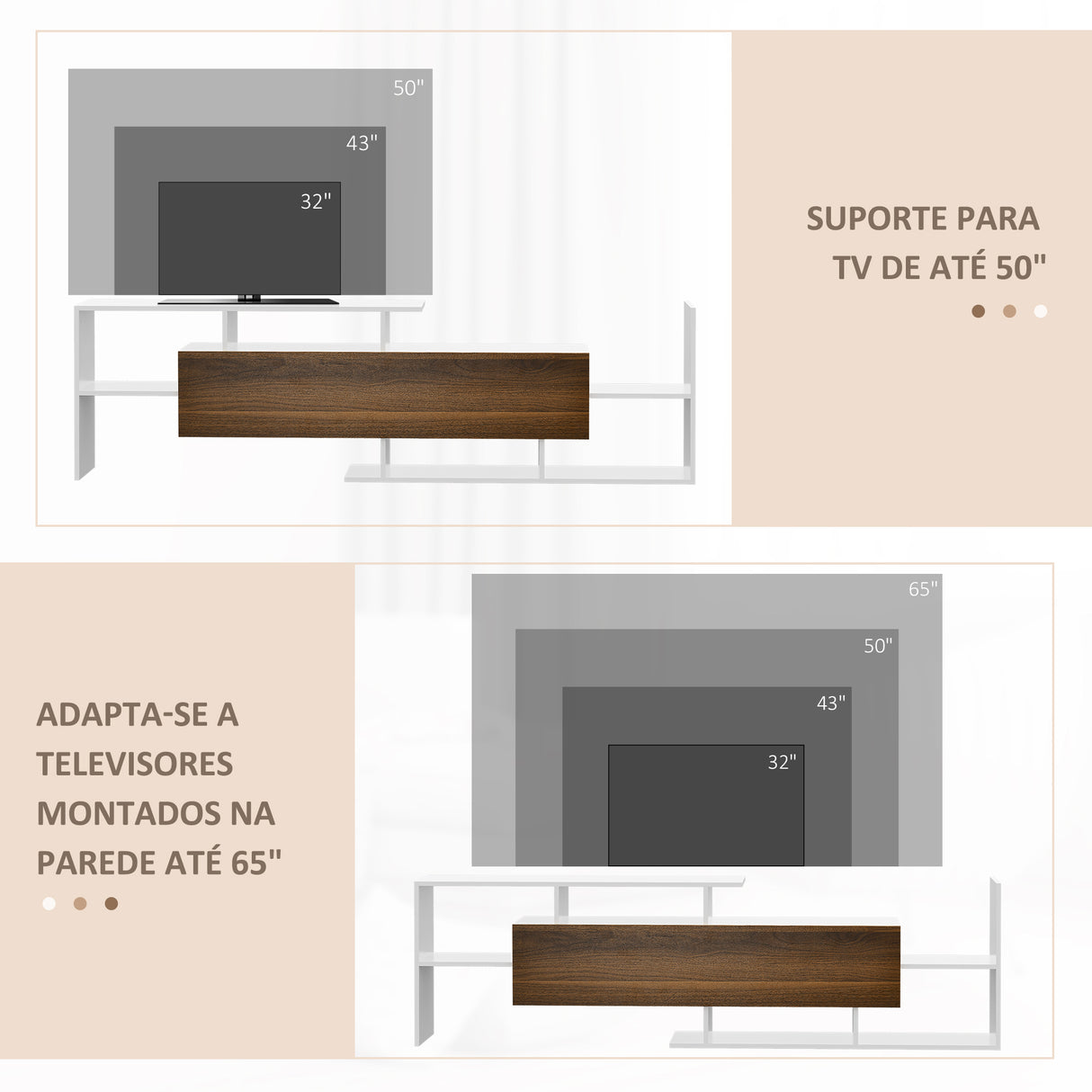 Móvel de TV Moderno Móvel de Sala de Estar para Televisores 153,6x25x42 cm e Prateleira de Parede 150x14,5x16,3 cm Branco e Marrom