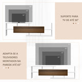 Móvel de TV Moderno Móvel de Sala de Estar para Televisores 153,6x25x42 cm e Prateleira de Parede 150x14,5x16,3 cm Branco e Marrom