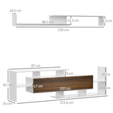 Móvel de TV Moderno Móvel de Sala de Estar para Televisores 153,6x25x42 cm e Prateleira de Parede 150x14,5x16,3 cm Branco e Marrom