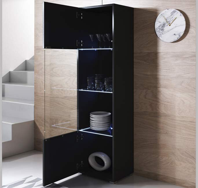 Vitrine Lukis de 165cm - Preto - Design Moderno