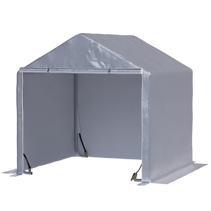 Outsunny Tenda para Ferramentas Bicicletas e Motas 2x2x2 m Garagem Portátil com 1 Porta com Fecho de Correr 1 Cobertura de PE Impermeável Anti-UV e Estrutura de Aço Cinza