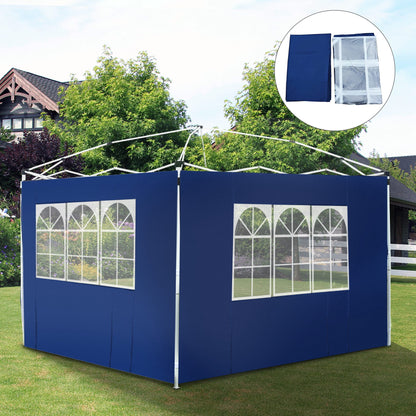 Outsunny 2 Paredes Laterais para Tenda 3x2 m Parede Lateral de Tecido Oxford com 2 Janelas Apto para tendas 3x3 m e 3x6 m Azul