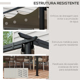 Outsunny Pérgola de Jardim 3,95x2,95 cm Pérgola para Exterior com Teto Retrátil 4 Cortinas Enroláveis de Poliéster e Estrutura de Metal para Pátio Varanda Creme