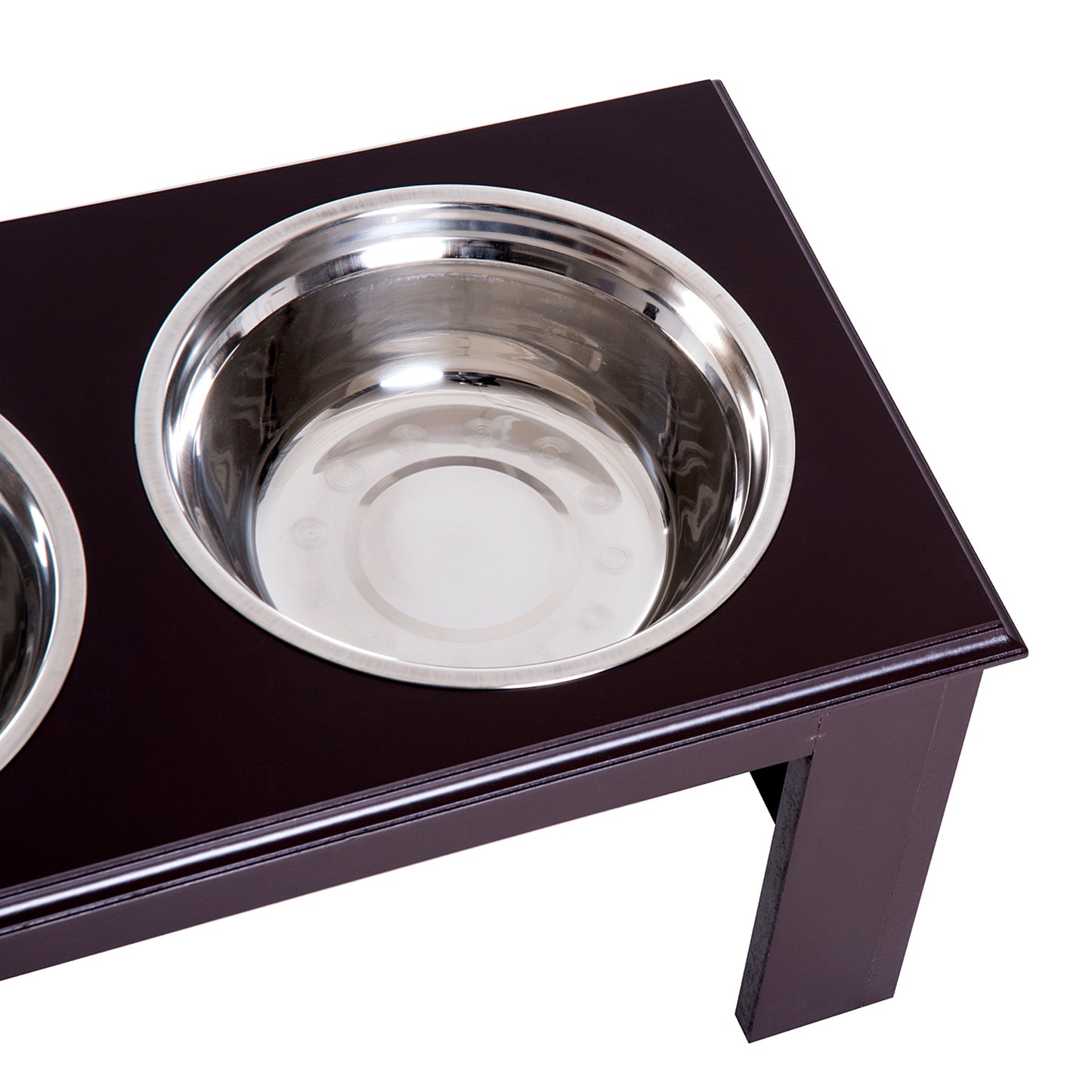 PawHut Comedouro Elevado para Cães com Suporte e 2 Tigelas Amovíveis de Aço Inoxidável Alimentador para Animais de Estimação 58,4x30,5x25,4 cm Marrom