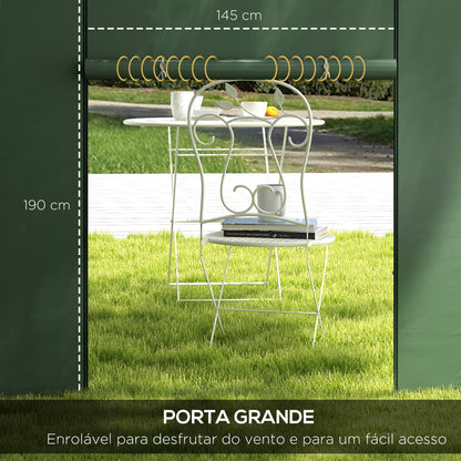 Outsunny Paredes Laterais para Tenda de 2 Painéis 295x195 cm com Janela Enrolável e Porta com Fecho de Correr para Tenda 3x3 m ou 3x6 m Verde