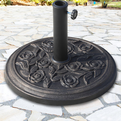 Outsunny Base para Chapéu de Sol Suporte para Chapéu de Sol para Mastros de 38mm e 48mm para Jardim Exterior Ø45,5x32cm Preto e Bronze