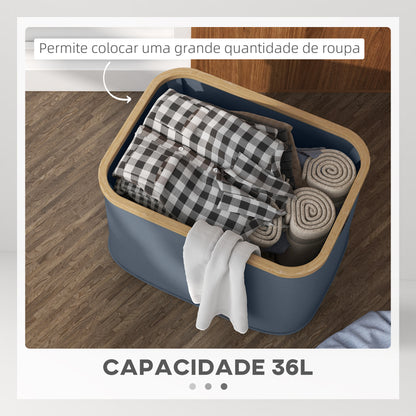 HOMCOM Cesto para Roupa Dobrável Cesto para Roupa Suja 36 L com Pega para Casa de Banho Dormitório Lavandaria 44,3x33,3x26,5 cm Cinza