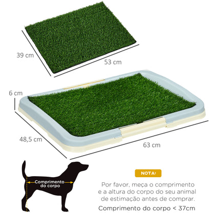 PawHut Sanita para Cães com Relva Artificial Grade e Bandeja Desmontável para Adestramento de Cães em Exterior e Interior 63x48,5x6 cm Multicor