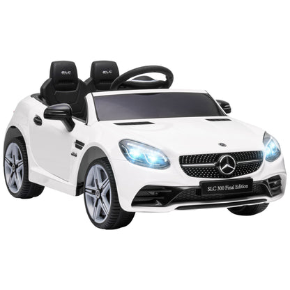 AIYAPLAY Carro Elétrico Mercedes SLC 300 12V para Crianças de 3-6 Anos com Controlo Remoto Faróis LED Buzina Música TF USB e Abertura da Porta 3-5km/h 107x62,5x44 cm Branco