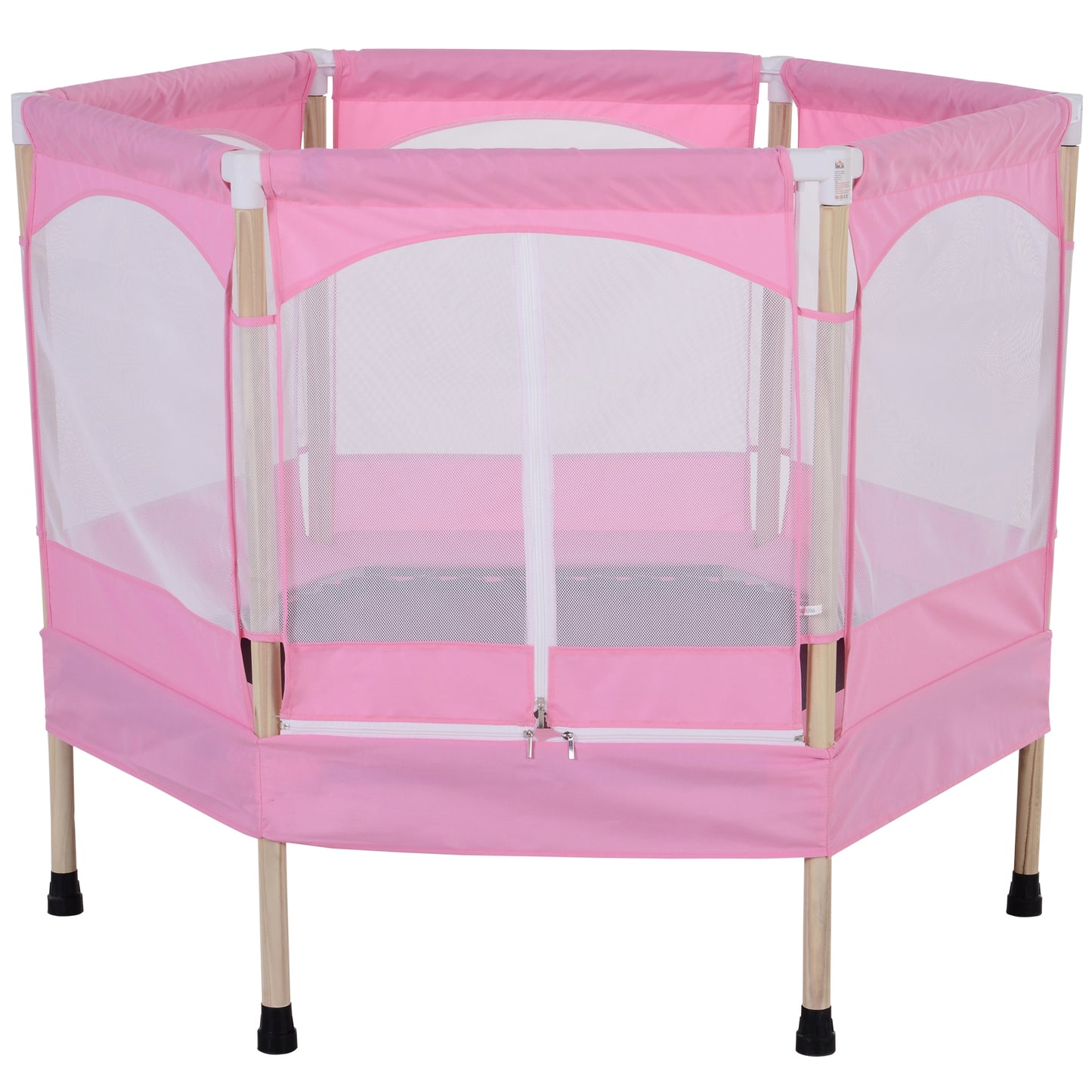 HOMCOM Trampolim para Crianças acima de 3 Anos Trampolim Infantil com Rede de Segurança Carga Máxima 80kg 126x109x98cm Rosa