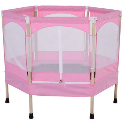 HOMCOM Trampolim para Crianças acima de 3 Anos Trampolim Infantil com Rede de Segurança Carga Máxima 80kg 126x109x98cm Rosa