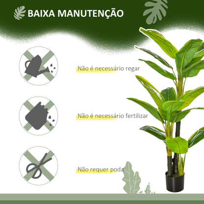 Bananeira Artificial 150 cm Planta Artificial com Vaso e 18 Folhas Planta Artificial para Decoração de Casa Varanda Jardim Sala de Estar Escritório Verde