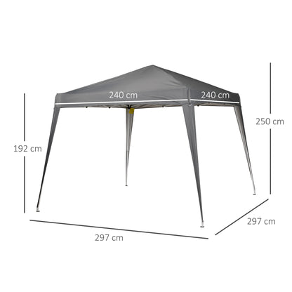 Outsunny Tenda Dobrável 297x297x250 cm Tenda com Desenho Pop Up para Jardim Campismo Festas Eventos Aço e Oxford Cinza