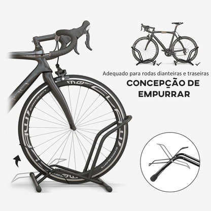 SPORTNOW Estacionamento para Bicicletas Suporte para Bicicletas de Aço Estacionamento de Bicicletas de Chão Portátil para Interior e Exterior 59x41x38 cm Preto